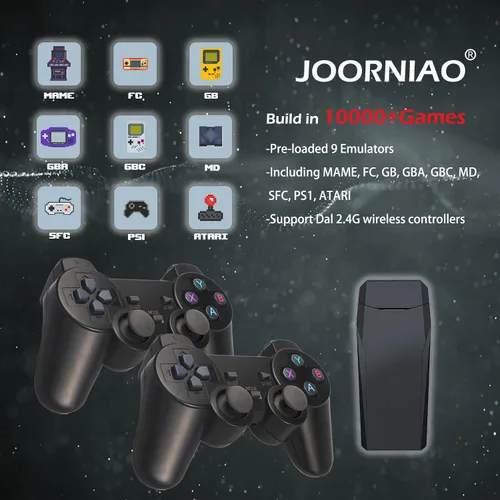 Vista 2 de Joorniao Consola de juegos retro inalámbrica, integrada con más de 10000 juegos, 9emuladores, consola de videojuegos Plug & Play, salida HDMI 4K