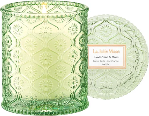 Vista 8 de LA JOLIE MUSE - Velas perfumadas de lino y algodón para el hogar, cera de soja, 40 horas Luxury Jar Candle, Clean Non Toxic, Gift for Women & Men