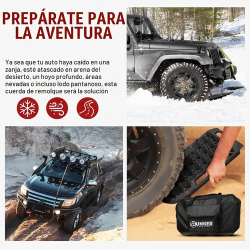Vista 8 de BUNKER INDUST Tablas de tracción todoterreno con base de gato, alfombrilla de tracción de neumáticos extensible multifuncional, para pistas