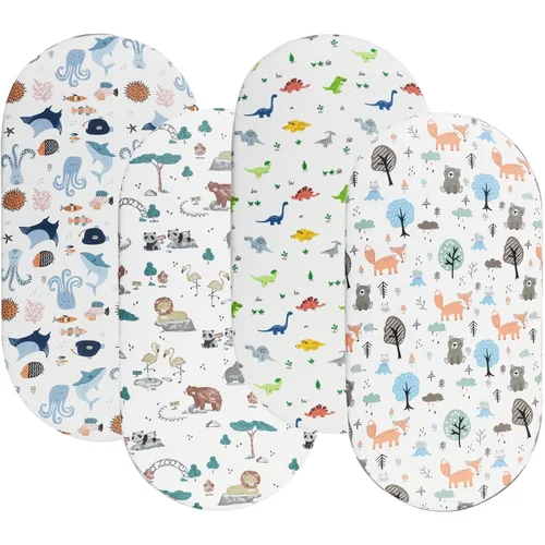 Vista 10 de Onacosht Juego de 4 sábanas para moisés para bebé, niña, niño, estampado de Animal