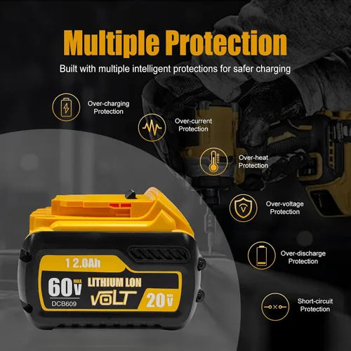 Vista 5 de CAFU Paquete de 1 batería de repuesto de 12 Ah para baterías Dewalt Flex de 20 V/60 V Max compatibles con DCB606 DCB609 DCB612 DCB615 DCB206 DCB207