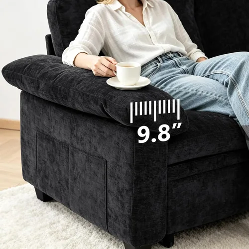 Vista 8 de 85" sofá seccional modular del durmiente, forma de L sacó el sofá cama con Negro