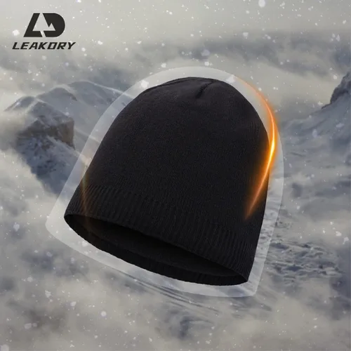 Vista 2 de LEAKDRY Gorro impermeable resistente al viento transpirable para hombre gorro de punto grueso suave cálido