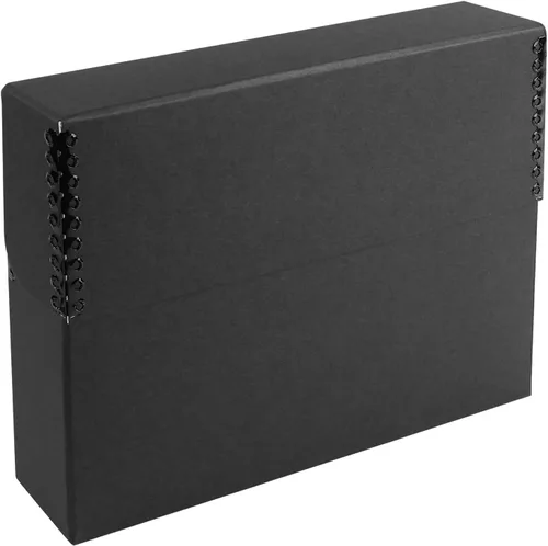 Vista 8 de Lineco Caja de almacenamiento de documentos archivados con borde metálico, caja de cartón libre de ácidos gris, organiza y almacena archivos