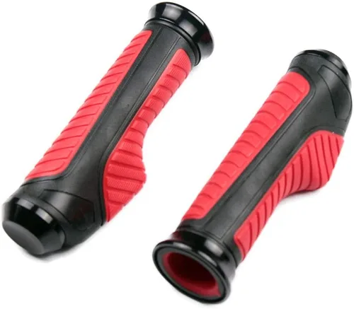 Vista 2 de Agarraderas de gel para manillar rojo con tapa negra compatible con Kawasaki Ninja ZX14 2008