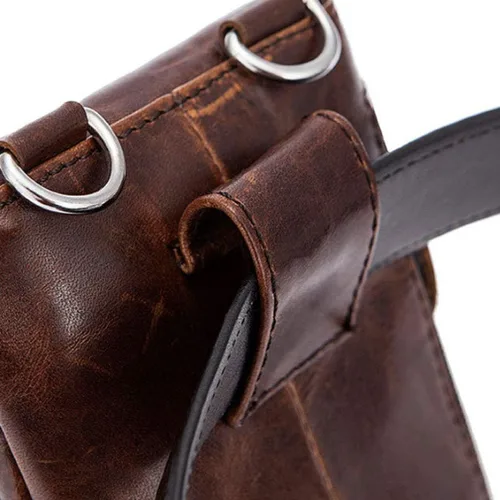 Vista 5 de Hebetag Bolso pequeño de cuero para cinturón de teléfono, monedero para hombre, funda de bucle, paquete de cintura, mensajero de viaje, bolsa