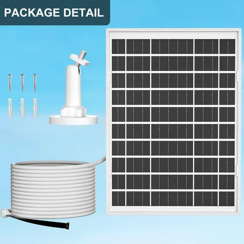 Vista 6 de iTODOS - Panel solar de 6W para teclado de video de puerta de garaje inteligente myQ, cable de carga de alimentación para exteriores de 16.4 pies