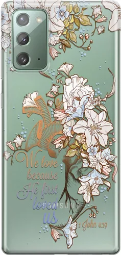Vista 5 de Funda para teléfono compatible con Samsung Galaxy S25 S24 S23 Ultra S22 Plus S21 FE S20 Note 20 Funda transparente Escritura versículo bíblico We