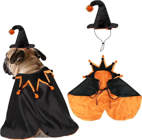 Vista 7 de Disfraz de vampiro para perro de Halloween, capa de perro de Negro&rojo