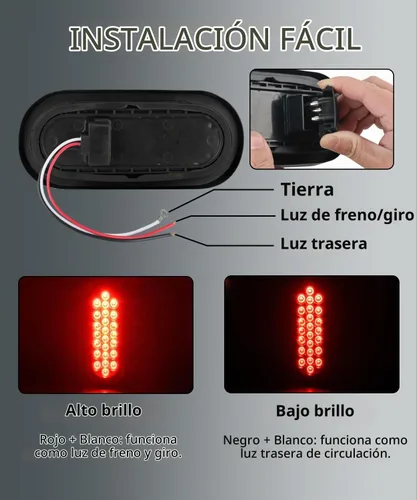 Vista 2 de Enchufe de luz de remolque de camión de 3 cables, arnés de coleta moldeado de 3 clavijas para luces de parada, giro y cola, luz redonda ovalada