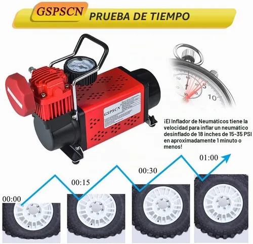Vista 4 de GSPSCN Inflador de neumáticos resistente 150PSI 12V Bomba de compresor