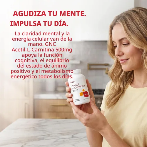 Vista 7 de GNC Acetil-L-carnitina 500 mg, apoya el equilibrio positivo del estado de ánimo, 60