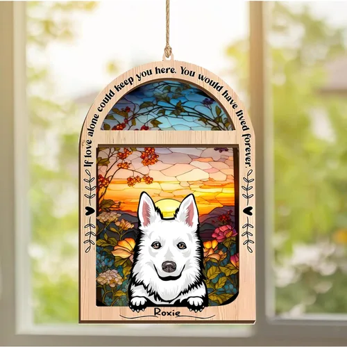 Vista 197 de LOVELYPOD Adorno de Navidad personalizado de sabueso afgano, atrapasoles con nombre, regalos de pérdida de mascotas, regalos para amantes