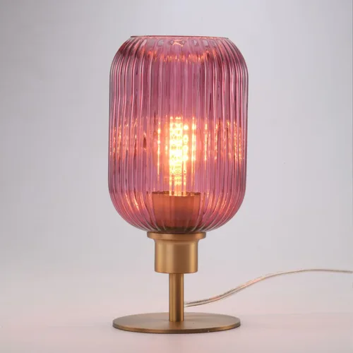 Vista 14 de Lámpara de mesa de cristal de mediados de siglo,Lámpara de escritorio regulable,Bombilla LED incluida,Cambio de color RGB remoto,Vidrio acanalado