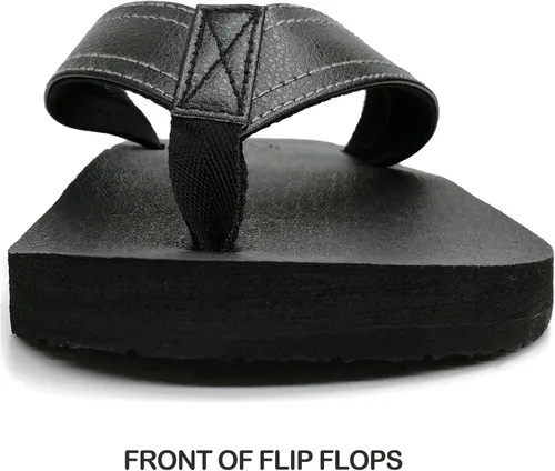 Vista 4 de KuaiLu - Sandalias de pata de gallo para hombre con soporte para el arco y plantilla de piel usada para tapetes de yoga