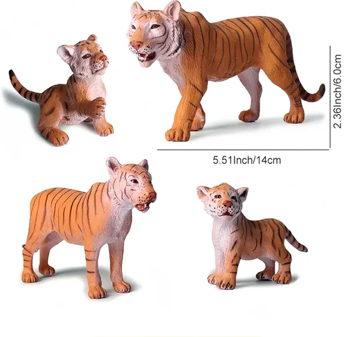 Vista 9 de Gemini&Genius Juego de figuras familiares de Tigres, juego de animales, modelos educativos de vida silvestre, adornos para pasteles y regalo