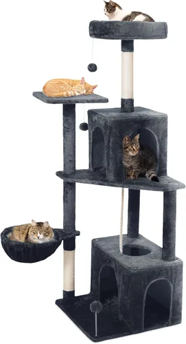 Vista 8 de Árbol para gatos, torre de gato de 54 pulgadas para gatos de interior, condominio de felpa de varios niveles para gatos con postes rascadores
