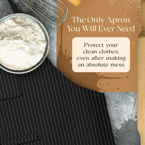 Vista 5 de Waterproof Apron for Adults – Adjustable Fit with Deep Pockets, Stylish Cooking & Baking Apron for Women & Men