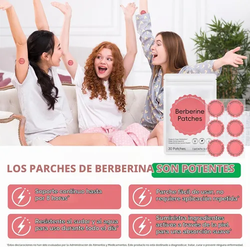 Vista 7 de Berberine Patches, Berberine Patch para hombres y mujeres Liberación sostenida de 8 horas - 30 parches