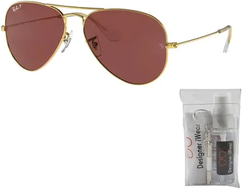 Vista 2 de Ray-Ban RB3025 - Gafas de sol de aviador polarizadas de metal para hombres y mujeres + paquete con kit de cuidado de gafas de diseñador iWear
