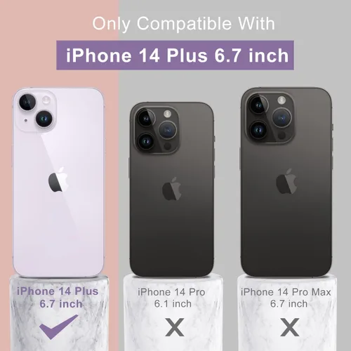Vista 7 de DEENAKIN Funda compatible con iPhone 14 Plus con protector de pantalla, funda mejorada para cámara, goma de gel de silicona suave probada contra