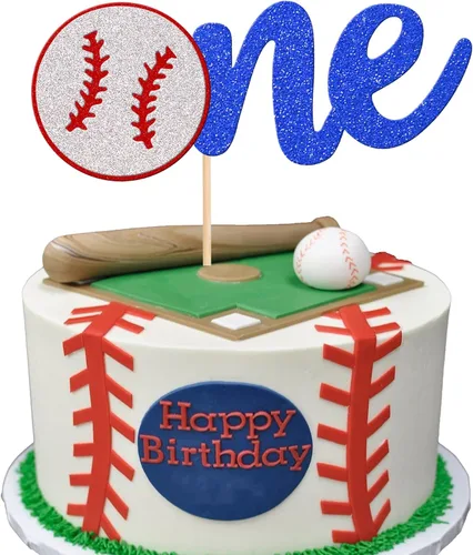 Vista 9 de 24 piezas de adornos para cupcakes de béisbol con purpurina, jugadores de béisbol, temática deportiva, adornos para magdalenas, temática deportiva