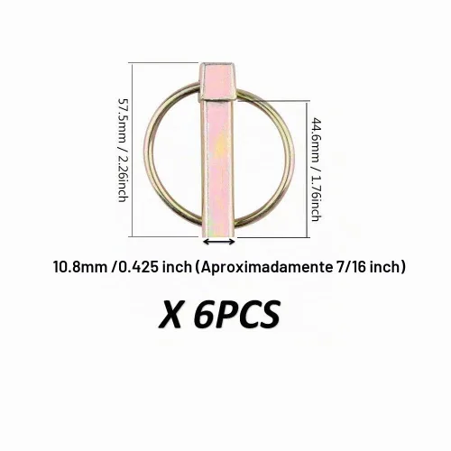 Vista 2 de Kit de surtido de 6 piezas de pasadores de chaveta 7/16 con anillo, pasador de chaveta resistente para tractores agrícolas, remolques, cortacésped