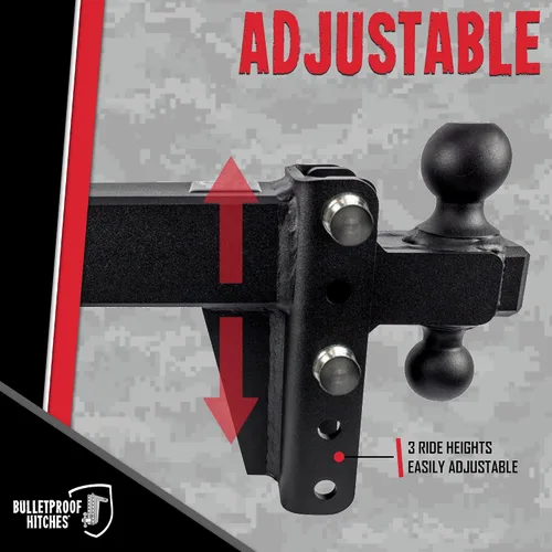 Vista 3 de BulletProof Hitches - Enganche de remolque ajustable resistente de 3.0 pulgadas (clasificación de 22,000 libras) - Enganche de remolque
