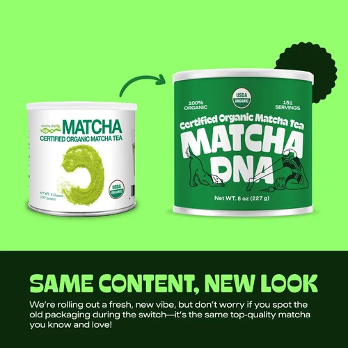Vista 3 de Matcha DNA - Té verde matcha en polvo con certificación orgánica, lata de 8 onzas