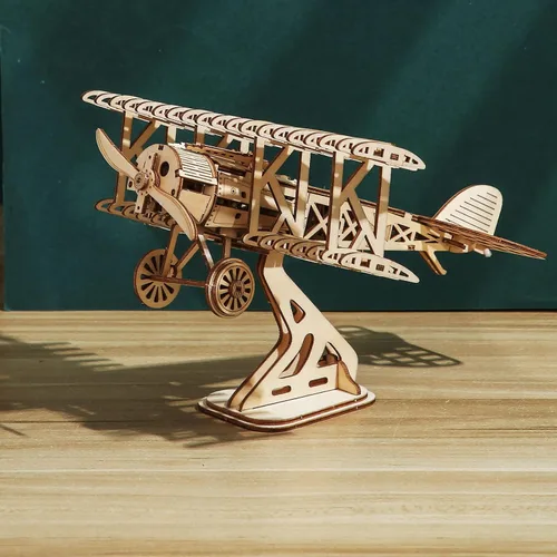 Vista 2 de ROEOLNIL Rompecabezas de madera 3D para ensamblar juguete-Kit de manualidades, decoración del hogar, mejor día de cumpleaños educativo Aviones