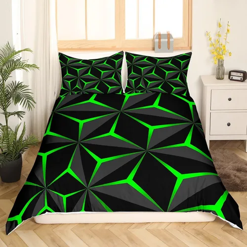 Vista 39 de Funda de edredón de panal para niños, hombres y niñas, juego de ropa de cama moderno con temática geométrica hexagonal, diseño de cuadrícula