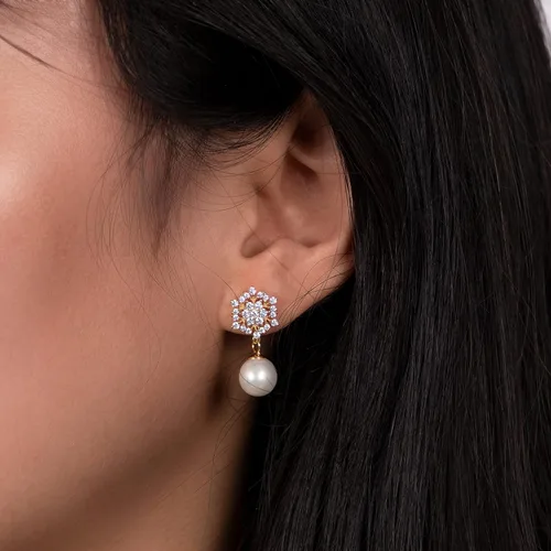 Vista 4 de 925 Sterling Silver Freshwater Real Pearl Drop Dangle Earrings Quality Pearl Hoop Earrings for Women