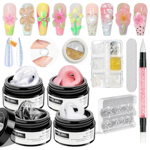Vista 15 de Gel Constructor Sólido para Uñas - Gel de Arte de Uñas 3D Claro Transparente Antiadherente para Manos para Tallado, Moldeado, Patrones