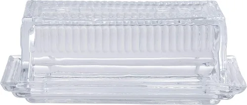 Vista 3 de Tablecraft Plato individual, vidrio transparente, mantequilla en relieve, 7 x 3 x 2.75, paquete de 6