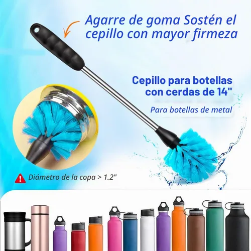 Vista 2 de Holikme Juego de Cepillos para Tubos de Limpieza de Botellas con Lab con Mango Largo, Limpiador de Tazas para Lavar Botellas de Cuello Estrecho Azul