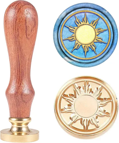 Vista 8 de CRASPIRE Sello de cera de hongo vintage con mango de madera, cabeza de latón extraíble retro para invitaciones de boda, sobres de Navidad, Acción
