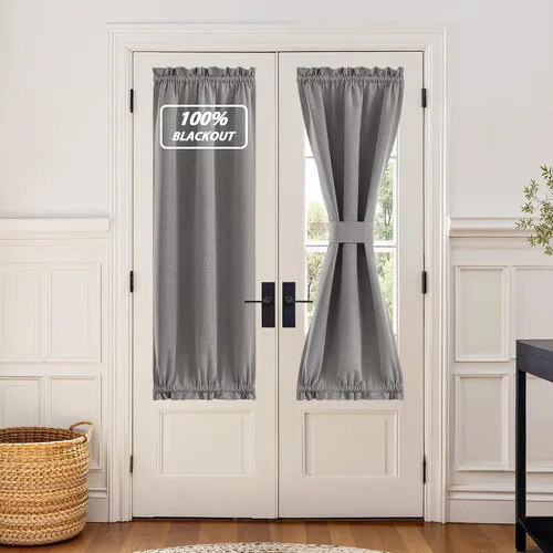 Vista 143 de NICETOWN Cortinas de Lino para Puerta Lateral - Cortinas Opacas con Aislamiento Térmico para Puerta Delantera Francesa para Sombra Pequeña