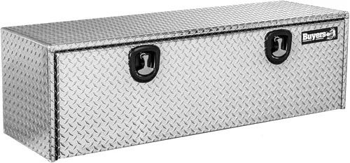 Vista 9 de Buyers Products 1705148 - Caja de camión de aluminio diamantado para debajo de la carrocería con pestillo de mango en T, 14 x 12 x 16 pulgadas