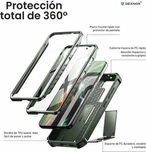 Vista 6 de Dexnor Funda de cuerpo completo para Samsung Galaxy S23 5G/6.1 pulgadas, marco frontal extra, protección de grado militar, protector de pantalla