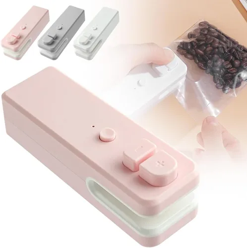 Vista 9 de Mini sellador de bolsas, sellador térmico 2 en 1 actualizado 2025 con cortador, mini máquina de sellado térmico recargable por USB, herramienta