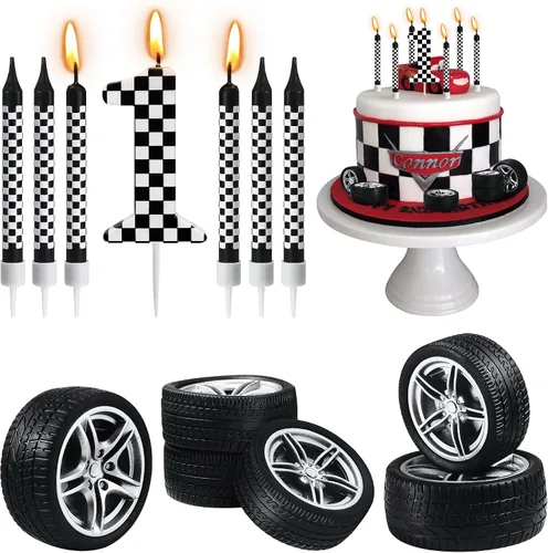 Vista 17 de Velas de cumpleaños de construcción número 1, juego de 12 adornos de construcción para tartas, decoración de pastel de excavadora para cumpleaños