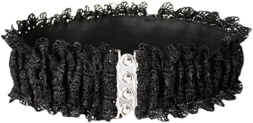 Vista 6 de Toptim Cinturón elástico de encaje para mujer, cinturón elástico para cinturones de vestir, paquete de 2