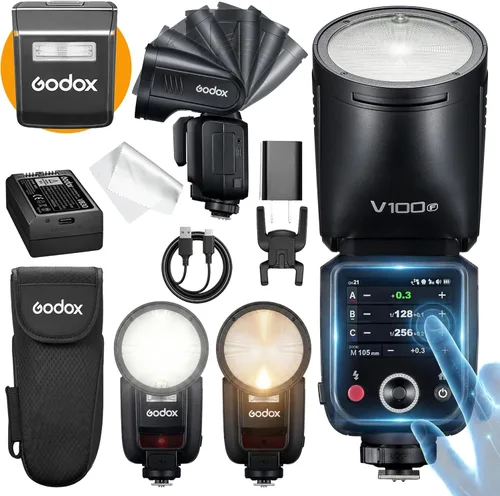 Vista 13 de Godox V100 S para cámara Sony 100Ws TTL Flash con difusor de cúpula AK-R11