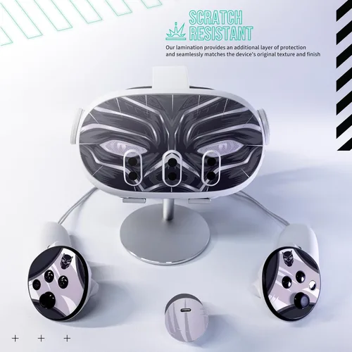 Vista 3 de Easy-to-Apply Skin Sticker Kit Compatible with Meta Quest 3 - Headset Black Cat VR Accessories - Virtual Reality Protective Cover