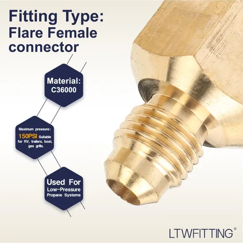 Vista 3 de LTWFITTING Latón Flare 1/4" OD x 3/8" Hembra NPT Conector (5 unidades)