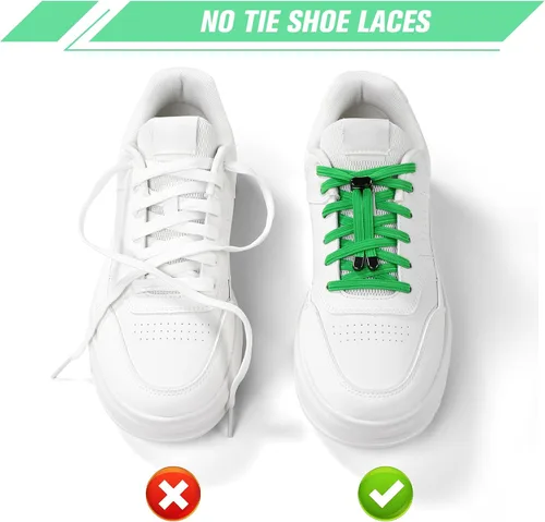 Vista 5 de Neo-wows 3 pares de cordones elásticos sin atar para zapatos deportivos, cordones elásticos sin atar para niños y adultos, cuerdas planas