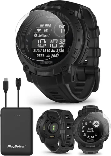 Vista 10 de PlayBetter Garmin Instinct 3 45mm (Negro) Paquete de Smartwatch GPS Resistente para Exteriores AMOLED - Bisel Reforzado con Metal, Linterna
