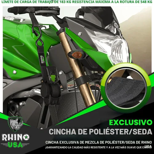 Vista 4 de Rhino USA Correas de trinquete retráctiles (paquete de 2) – 1 pulgada x 10 pies (1,209 libras de resistencia a la rotura) – Correas de amarre auto