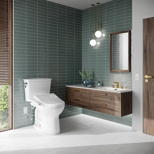 Vista 5 de TOTO® WASHLET® KC2 Asiento electrónico para bidé con asiento calefactado y tapa de cierre suave, redondo, blanco algodón - SW3023#01