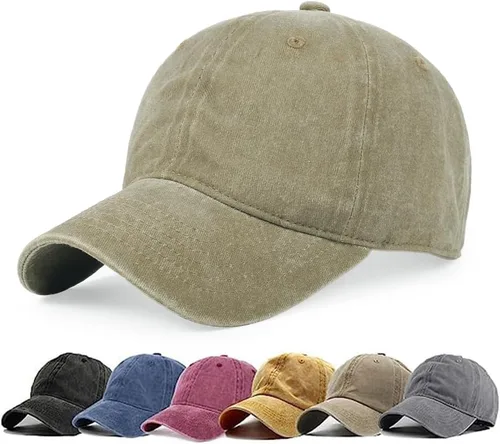 Vista 28 de HH HOFNEN Gorra de béisbol de algodón de sarga lavada y desgastada, vintage, ajustable, para hombre y mujer
